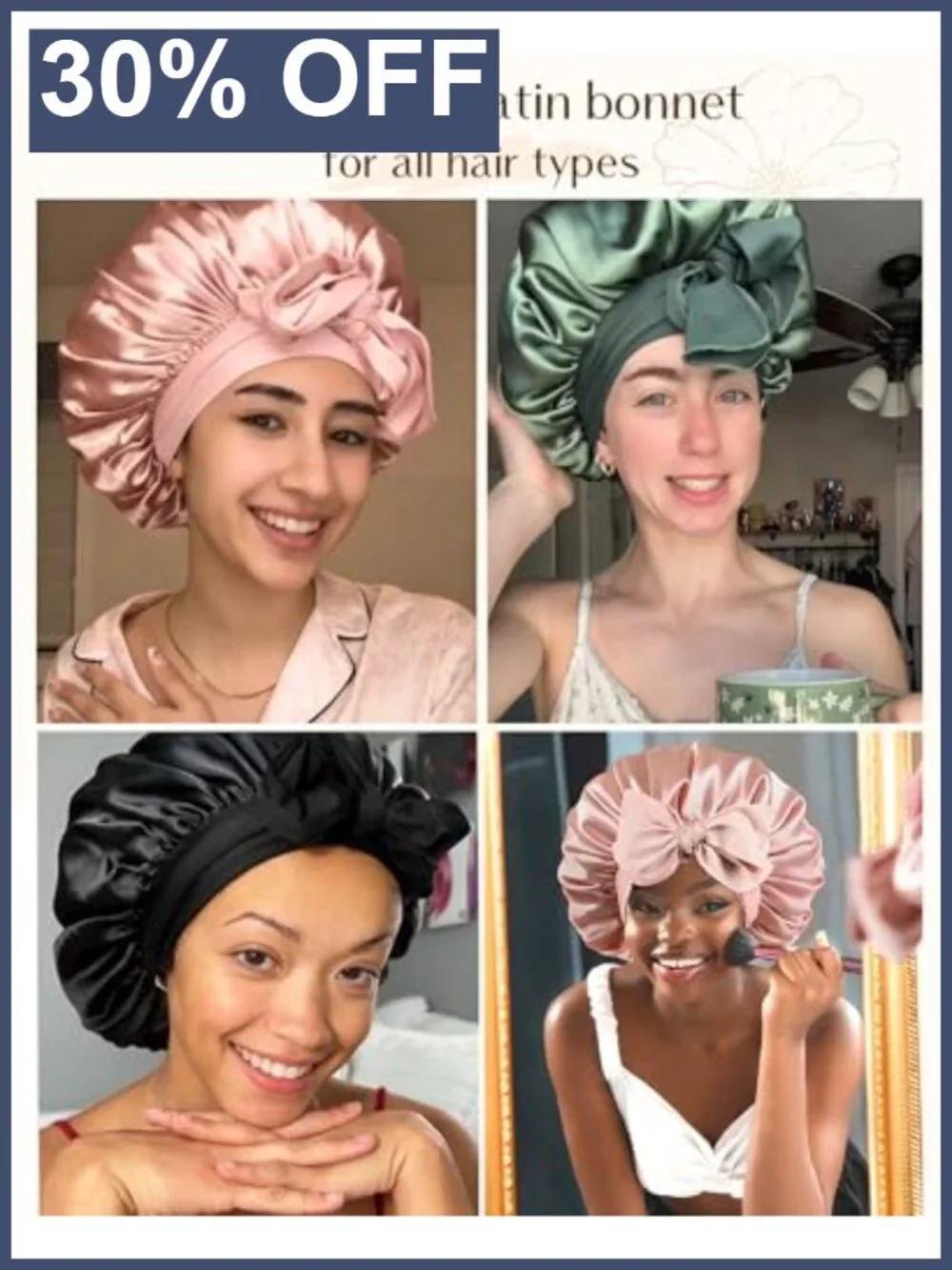 Adjustable Silk Bonnet for Sleeping Women Double Layer Satin Bonnet Reduce